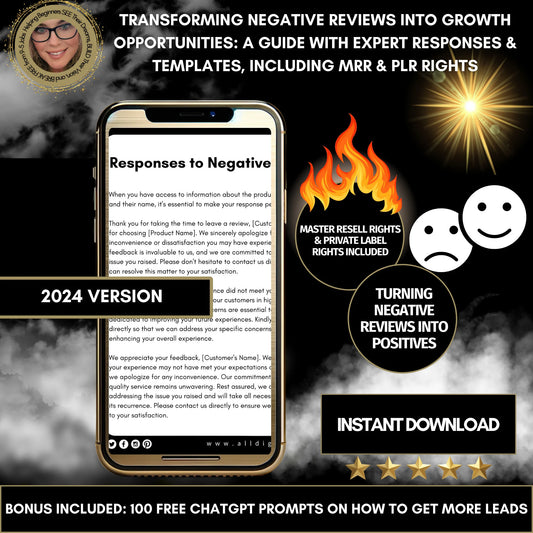 Transforming Negative Reviews into Growth Opportunities: A Guide with Expert Responses and Templates, Including MRR and PLR Rights